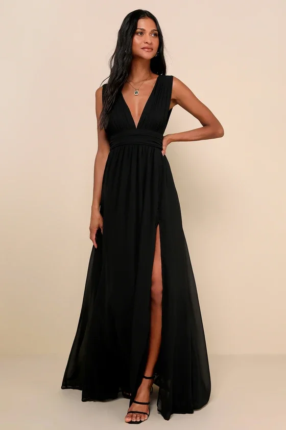 lulus.com Heavenly Hues Black Maxi Dress