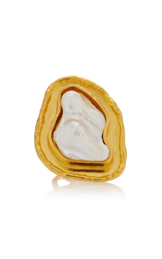 Baroque 22K Gold-Plated Pearl Ring