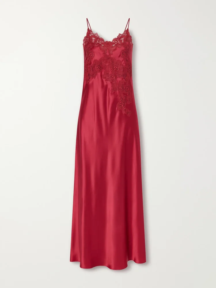 Grimilde lace-trimmed silk maxi dress