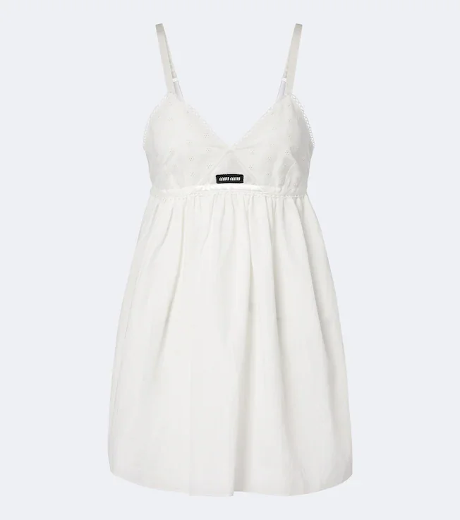 Embroidered cotton and linen-blend minidress