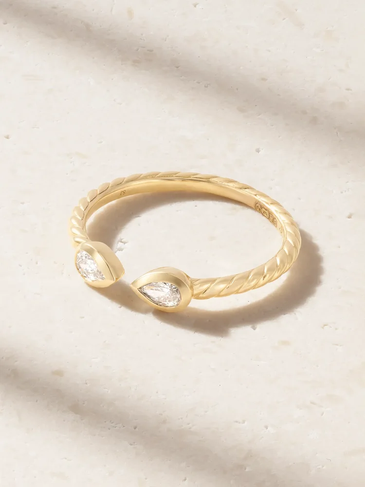Cable 18-karat gold diamond ring