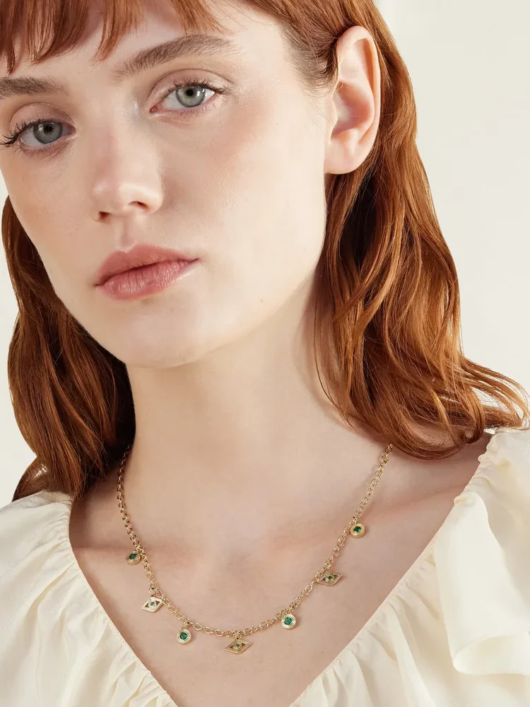 14-karat gold emerald necklace