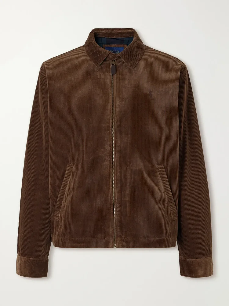 Logo-Embroidered Cotton-Corduroy Jacket
