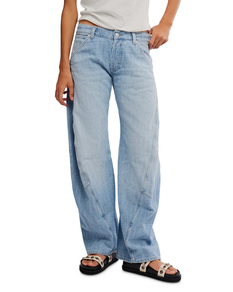 We The Free Highland Low Rise Bowed Jeans in Art School