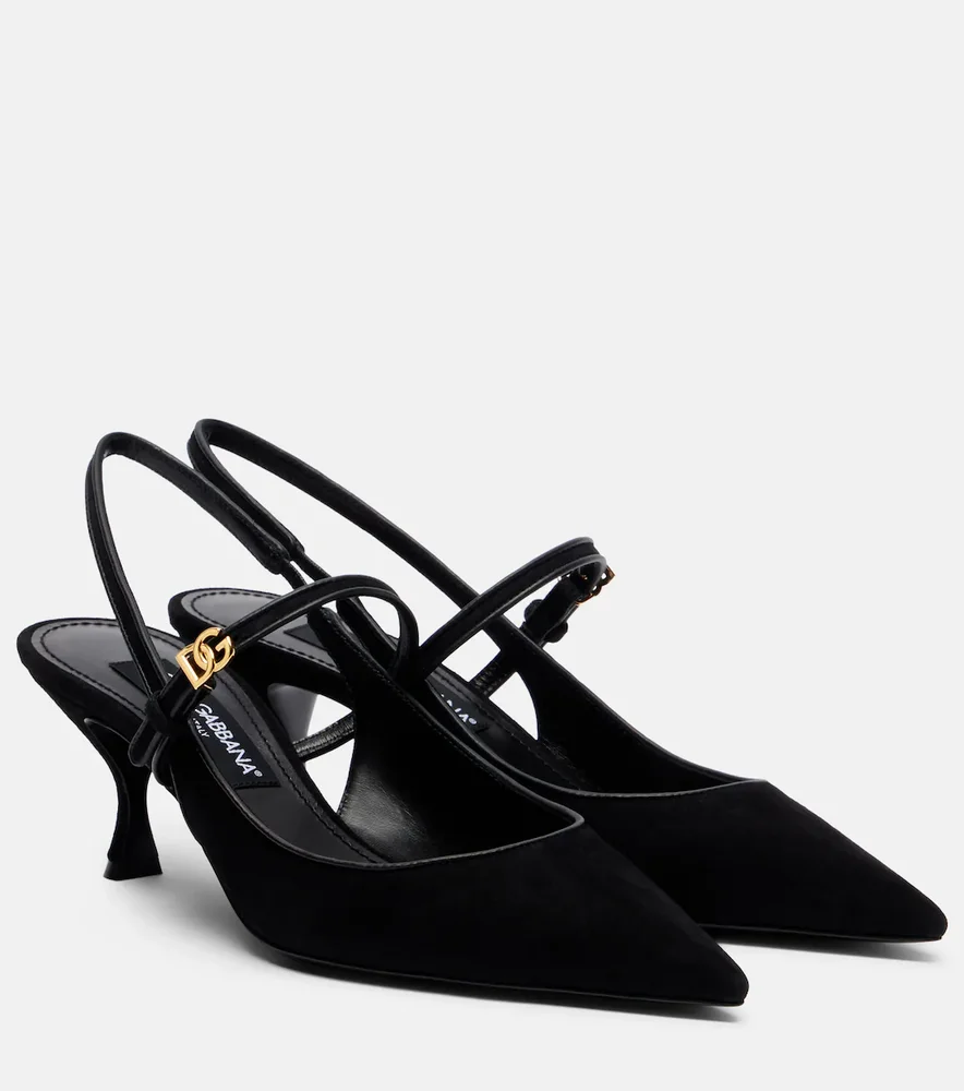 Suede slingback pumps