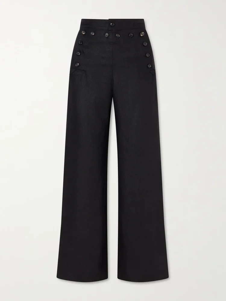 Sailor cropped linen high-rise wide-leg pants