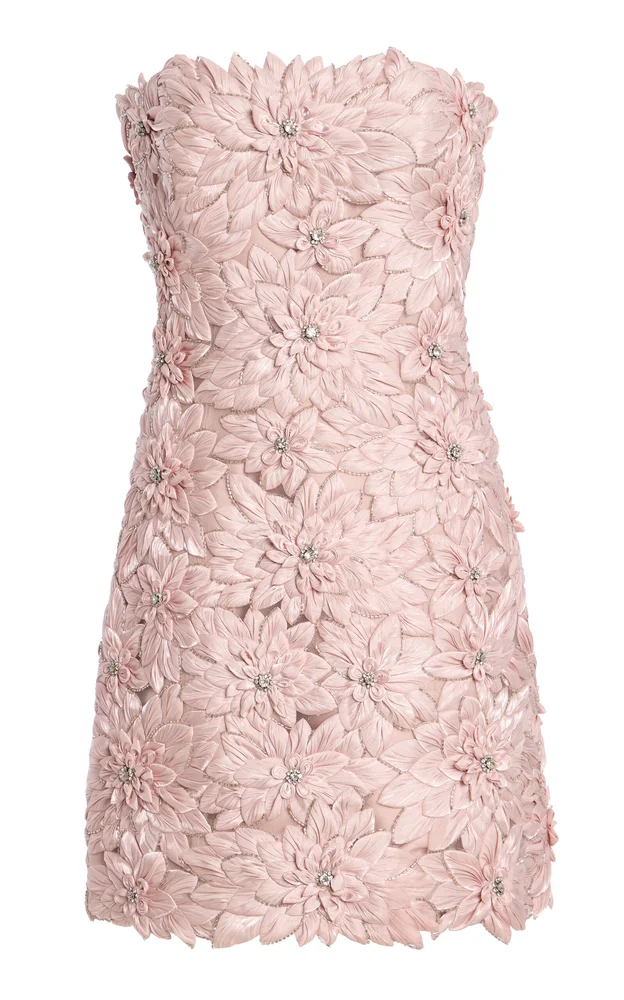 Leya Petal-Embellished Satin Mini Dress
