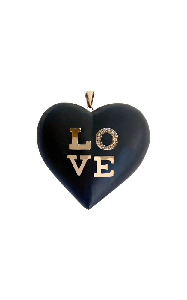 14K Yellow Gold, Diamond And Ebony Charm