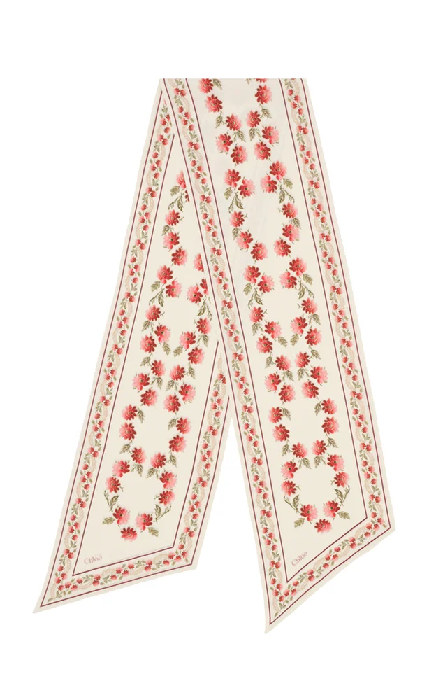Floral-Print Silk Scarf