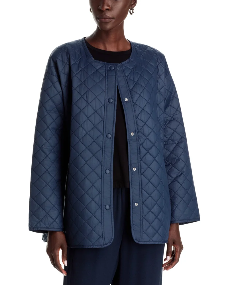 Nylon Round Neck Quilted Short Coat