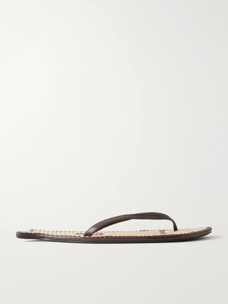 fish leather and raffia sandals
