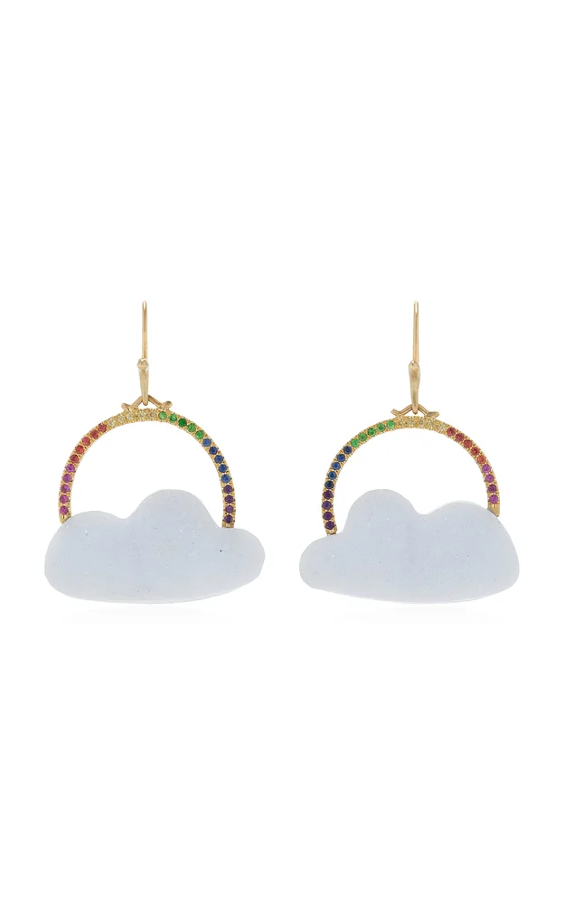 Rainbow Daydreamer Cloud 18K Yellow Gold Multi-Stone Earrings