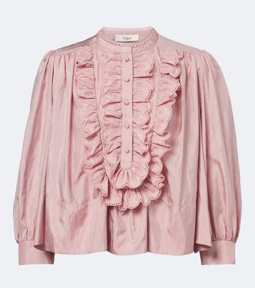 Ruffled Taffeta Blouse