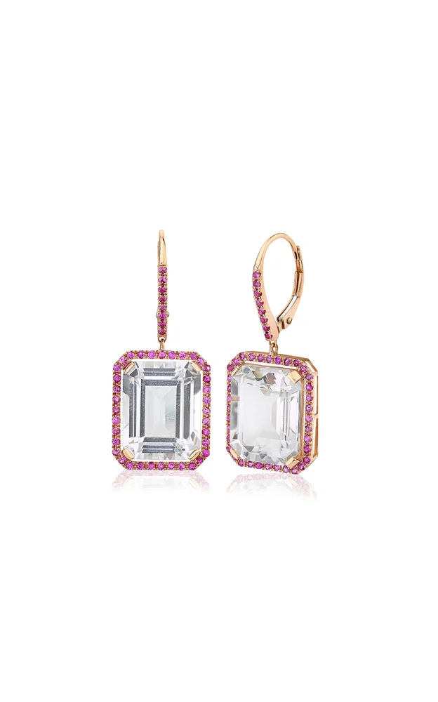 Boho 18K Rose Gold Sapphire, Topaz Earrings