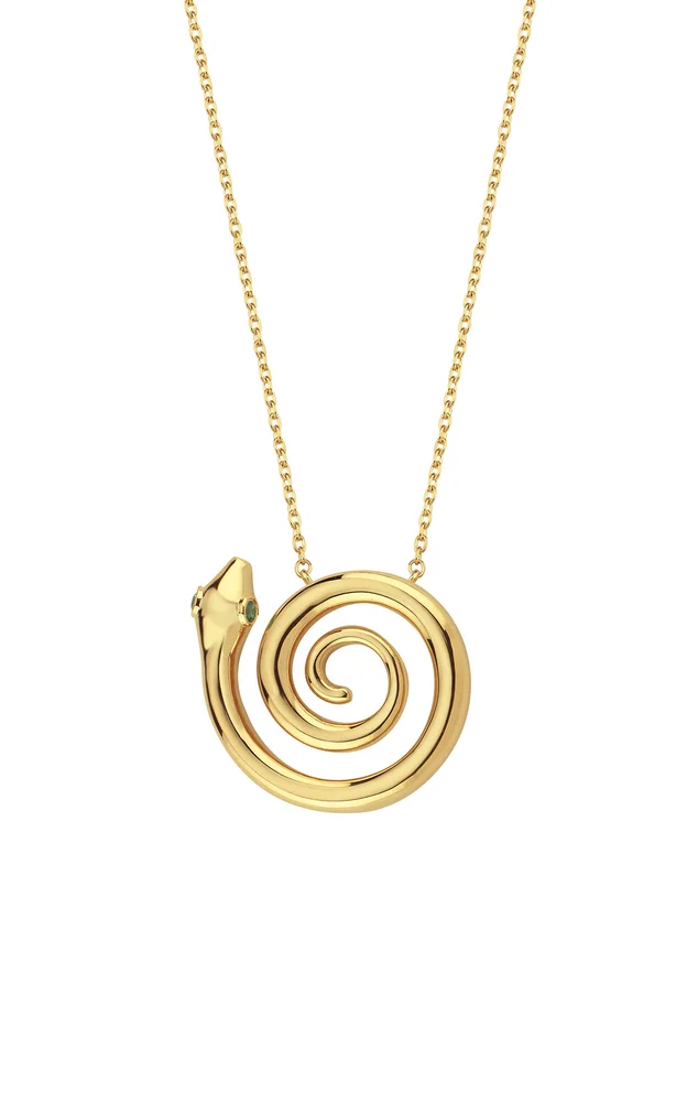 Spiral Sake Gold Tsavorite Necklace