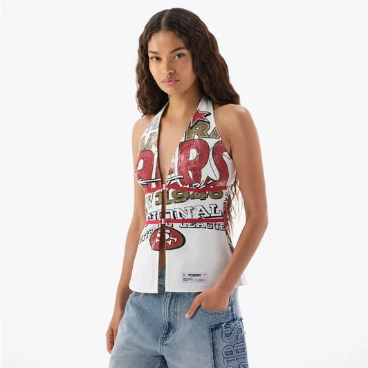 Women's White San Francisco 49ers Canvas Halter Tank Top