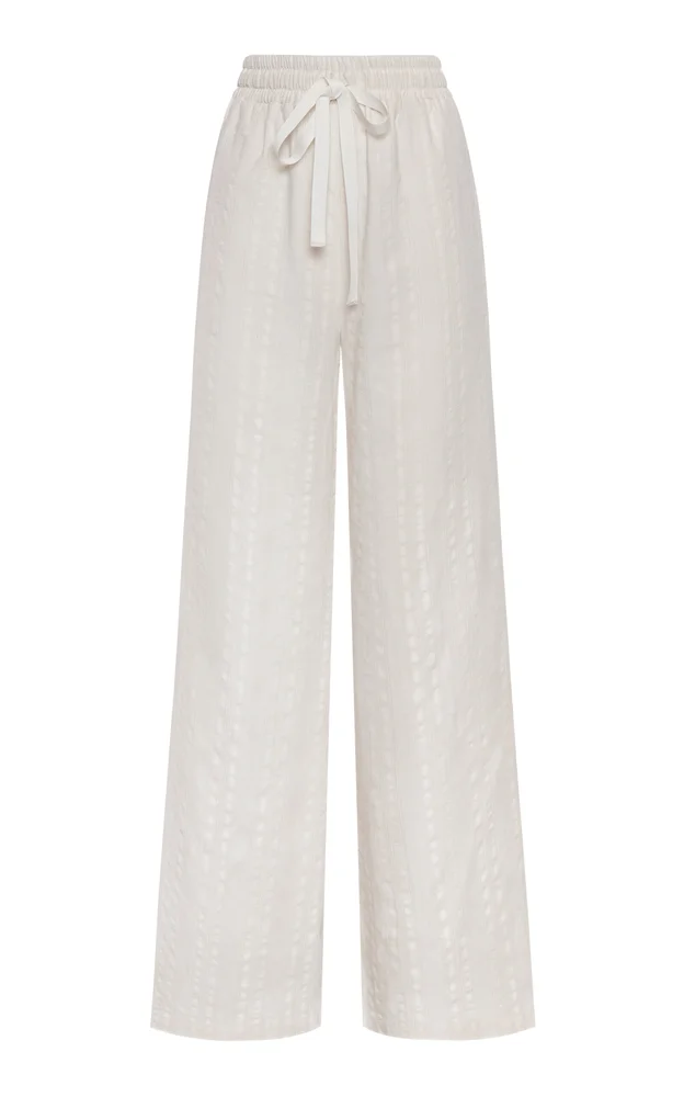 Tamu Mia Mid-Rise Cotton-Jacquard Wide-Leg Pants