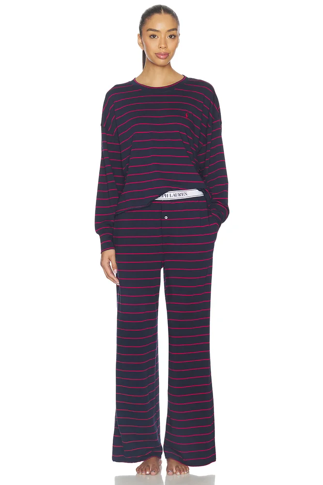 Crew Neck Wide Leg Pant Set