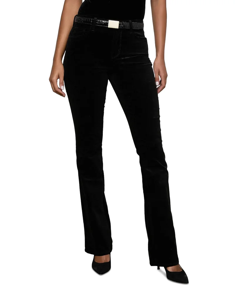 Stevie Velvet High Rise Straight Jeans in Noir