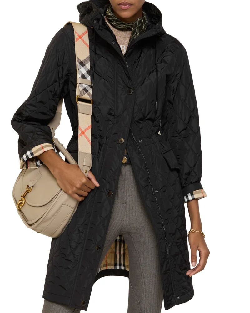 Quilted Nylon Hooded Coat