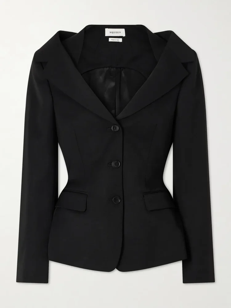 Halterneck wool blazer