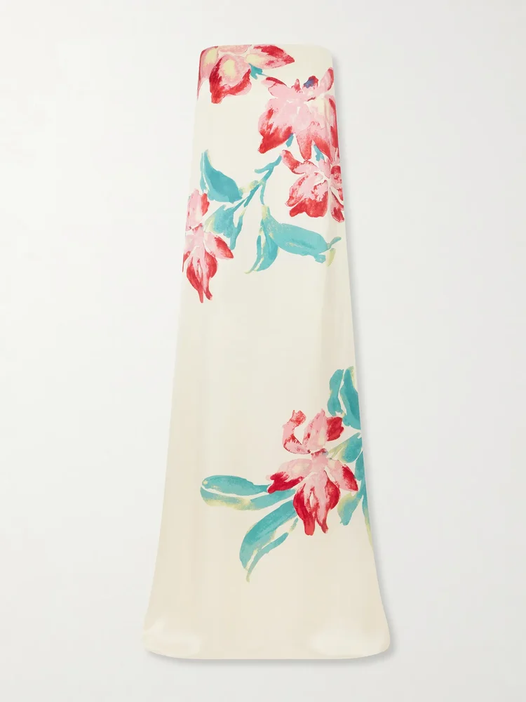 Sunblush Bloom floral-print silk gown
