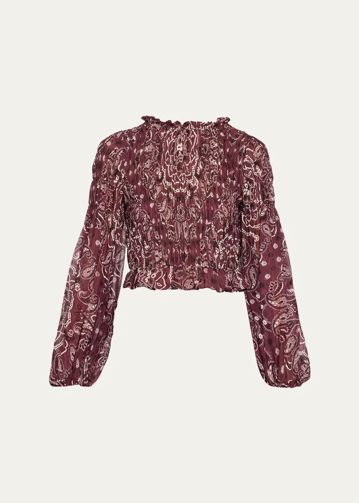Weston Smocked Paisley Blouse