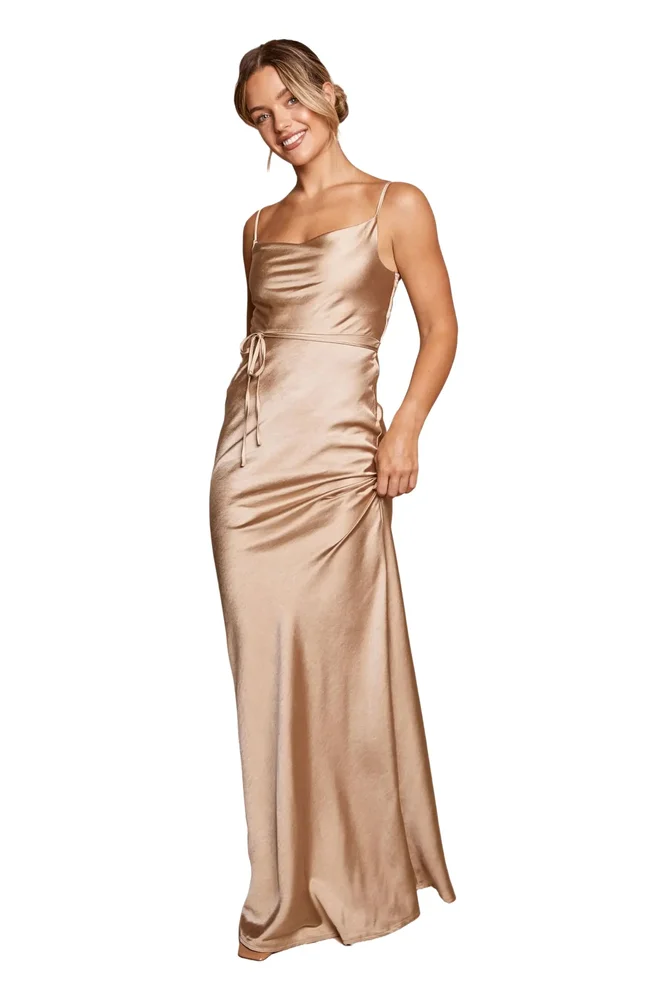 Cami Cowl Front Satin Bridesmaid Dress