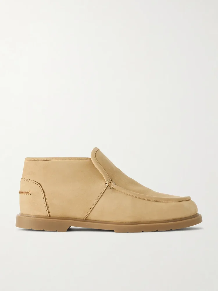 Paneled suede ankle boots