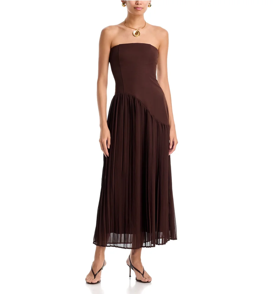Strapless Curved Seam Maxi Dress