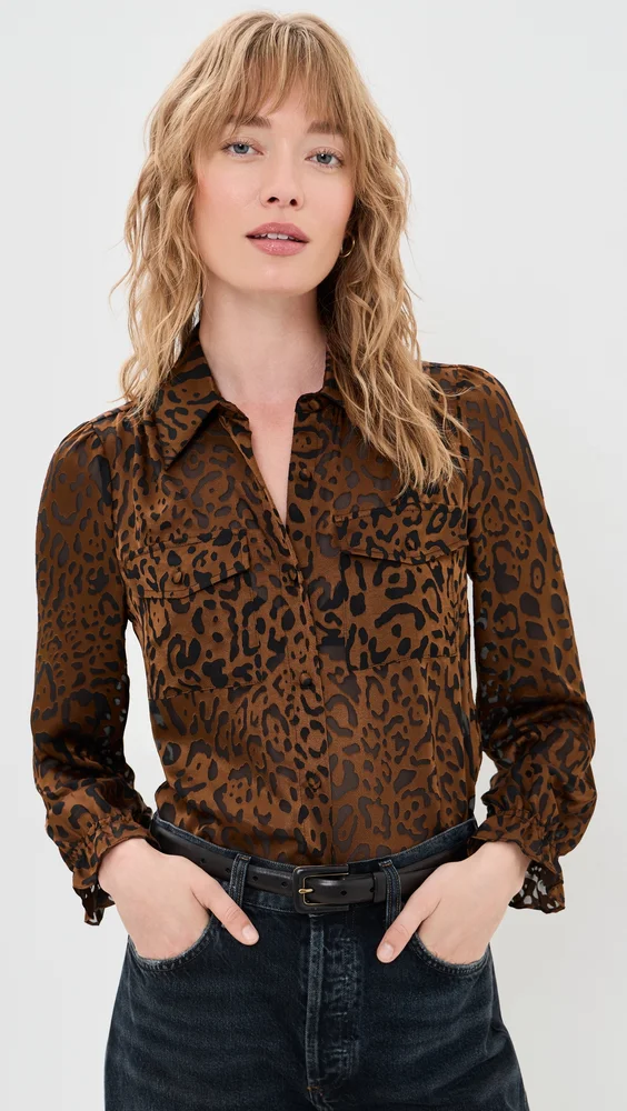 Priya Leopard Burn-Out Blouse