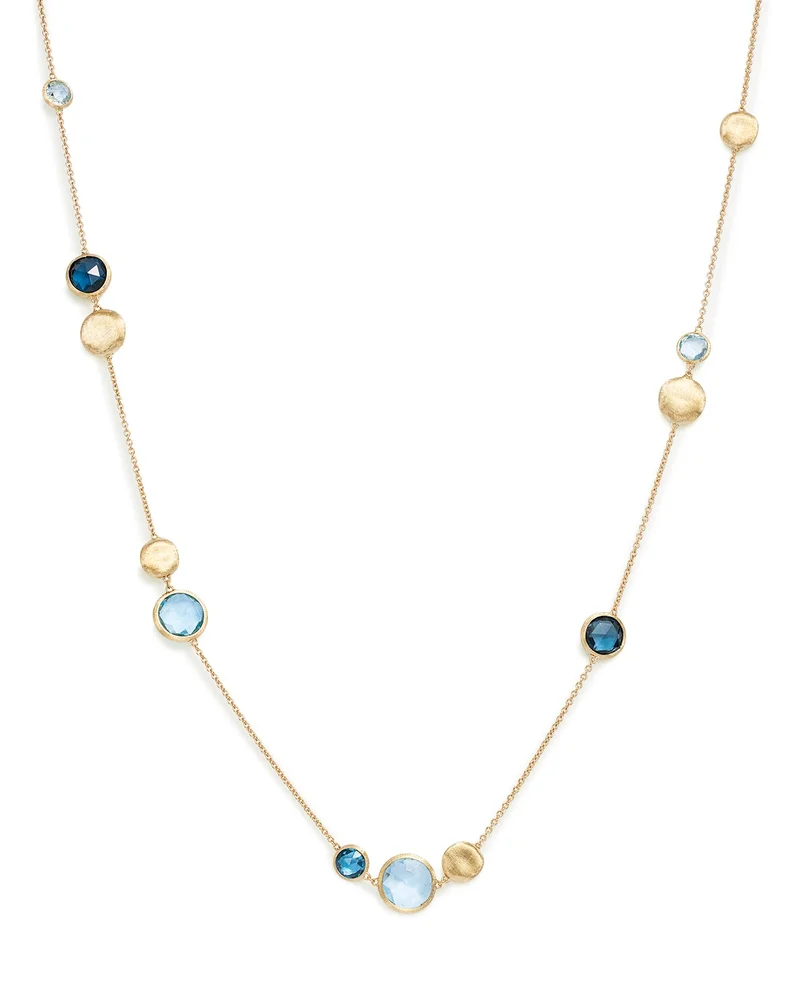 18K Yellow Gold Jaipur Mixed Blue Topaz Collar Necklace, 16"