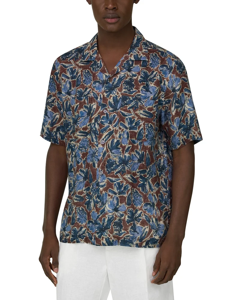Camp Collar Tropical Linen Shirt