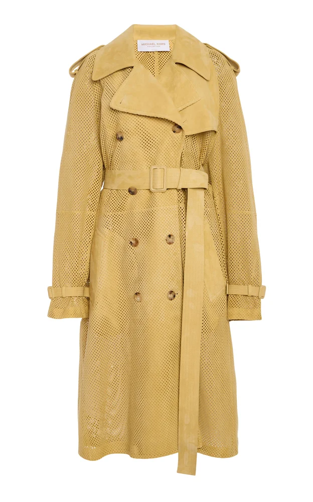 Perforated Suede Trench Coat