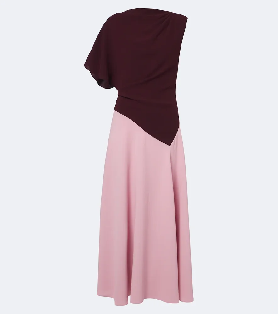 Oryn draped asymmetric crêpe midi dress