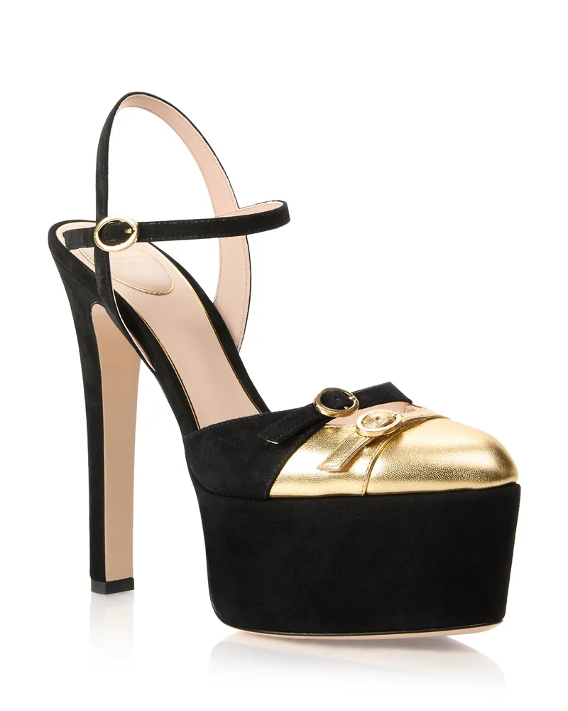 Crasher Buckled Leather Platform Pumps