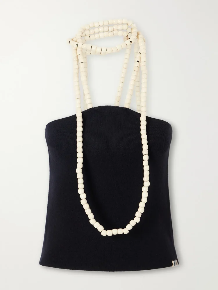 Candy beaded-detail cashmere-blend knitted tank