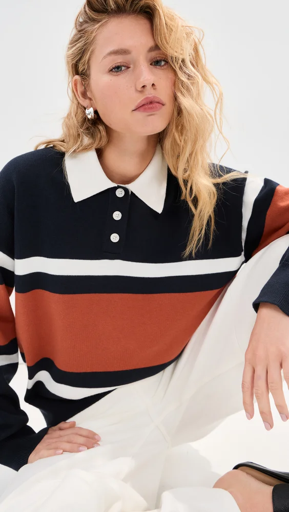 Cameron Cotton Cashmere Polo Sweater