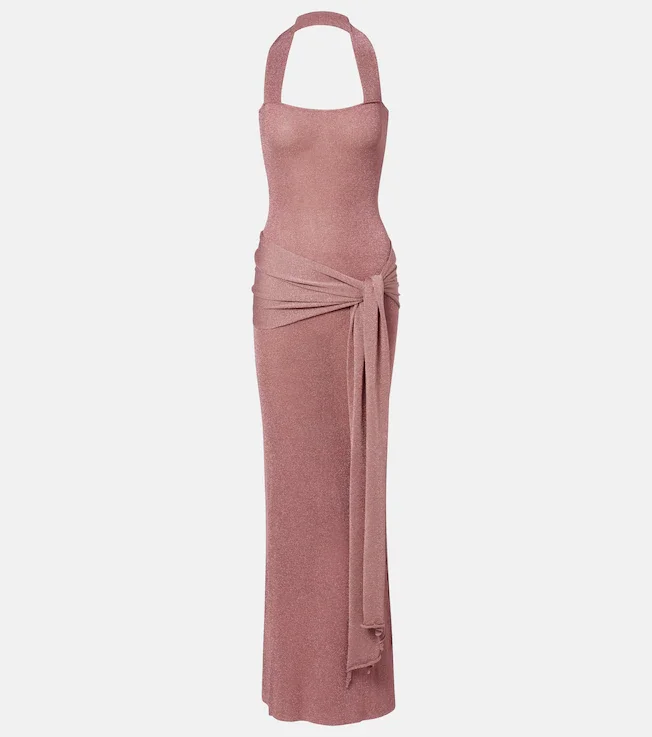 Knitted lamé maxi dress