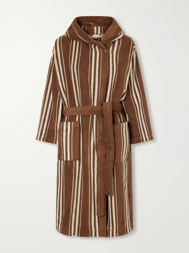 Charlotte striped cotton-terry robe