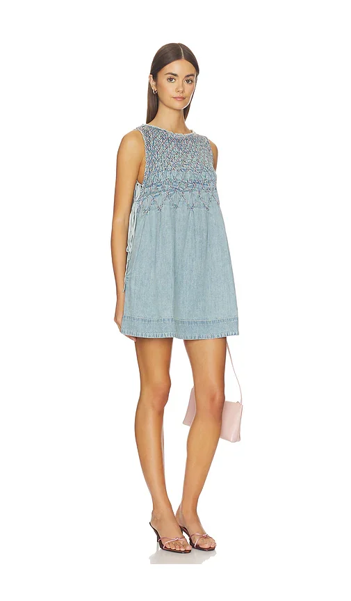 Maisie Smocked Denim Mini Dress