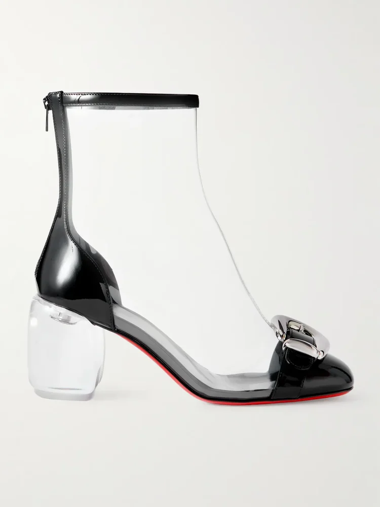 Minny Bubble patent leather-trimmed PVC ankle boots