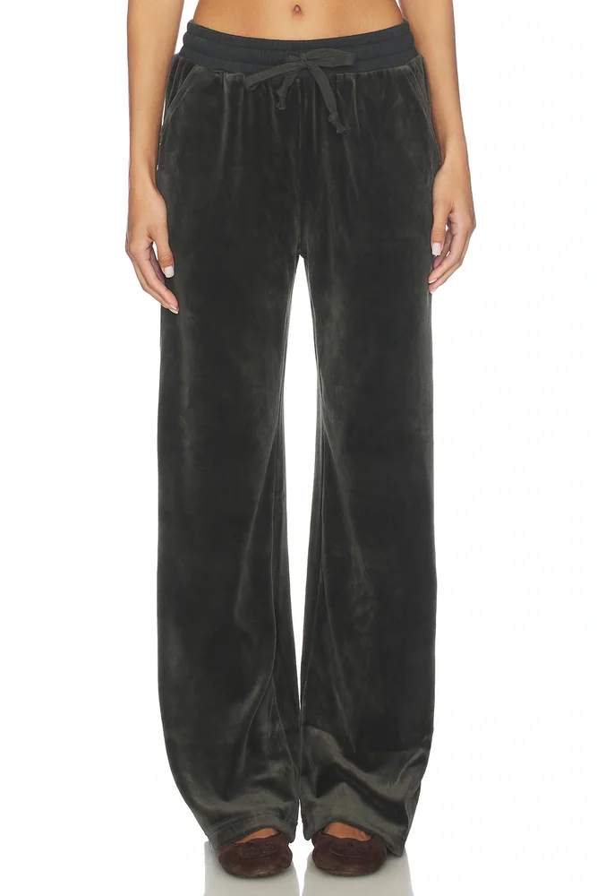 Rib Mix Wide Leg Pant