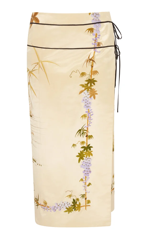Wrap Silk Midi Skirt