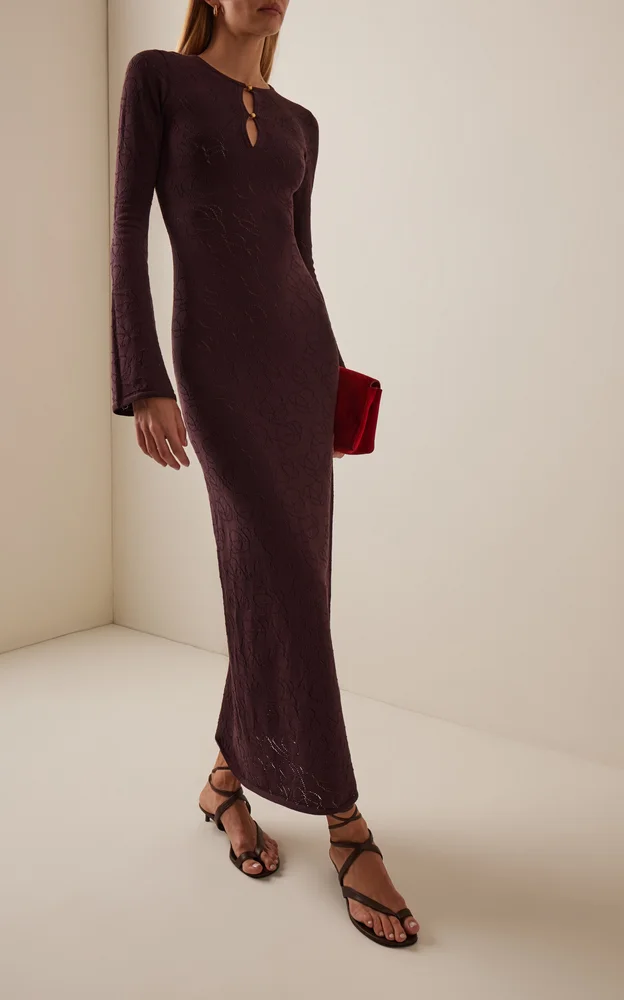 Beatriz Long-Sleeve Cotton-Blend Knit Maxi Dress