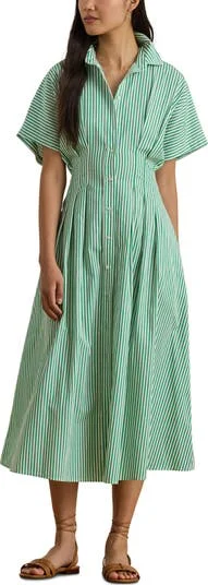 Lauren Ralph Lauren Stripe Cotton Midi Shirtdress