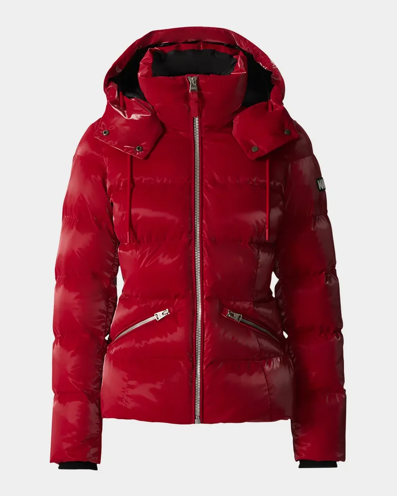 Madalyn-Glo Glossy Down Jacket with Removable Hood