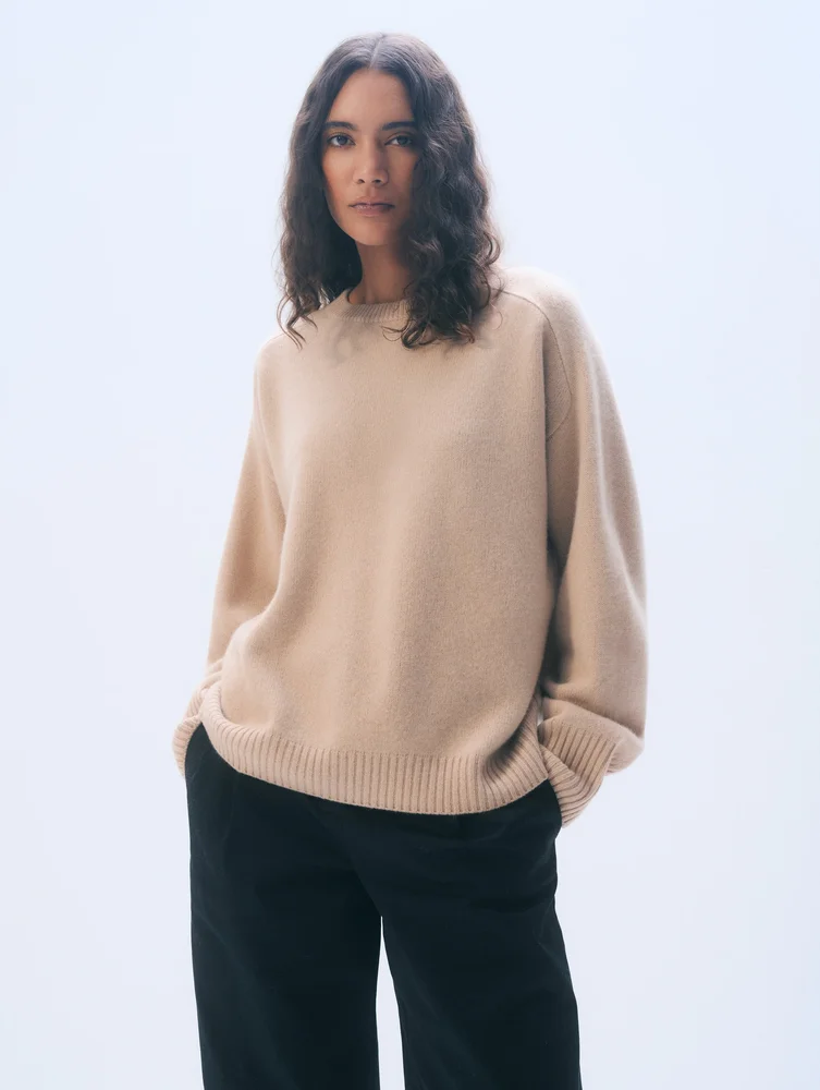 Cashmere Saddle Sleeve Crewneck