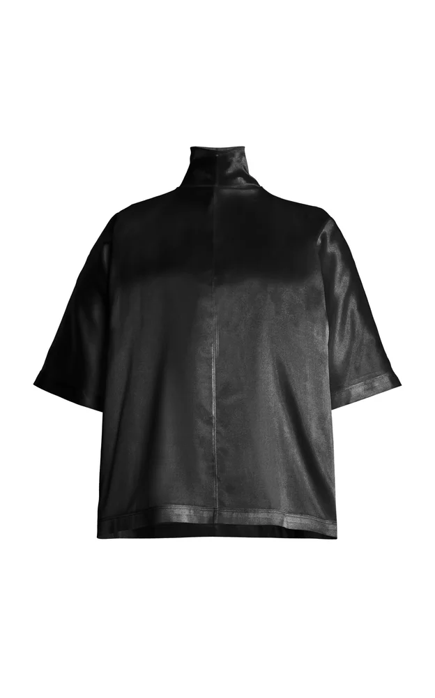 The Ellis Mock neck Stretch-Silk Top