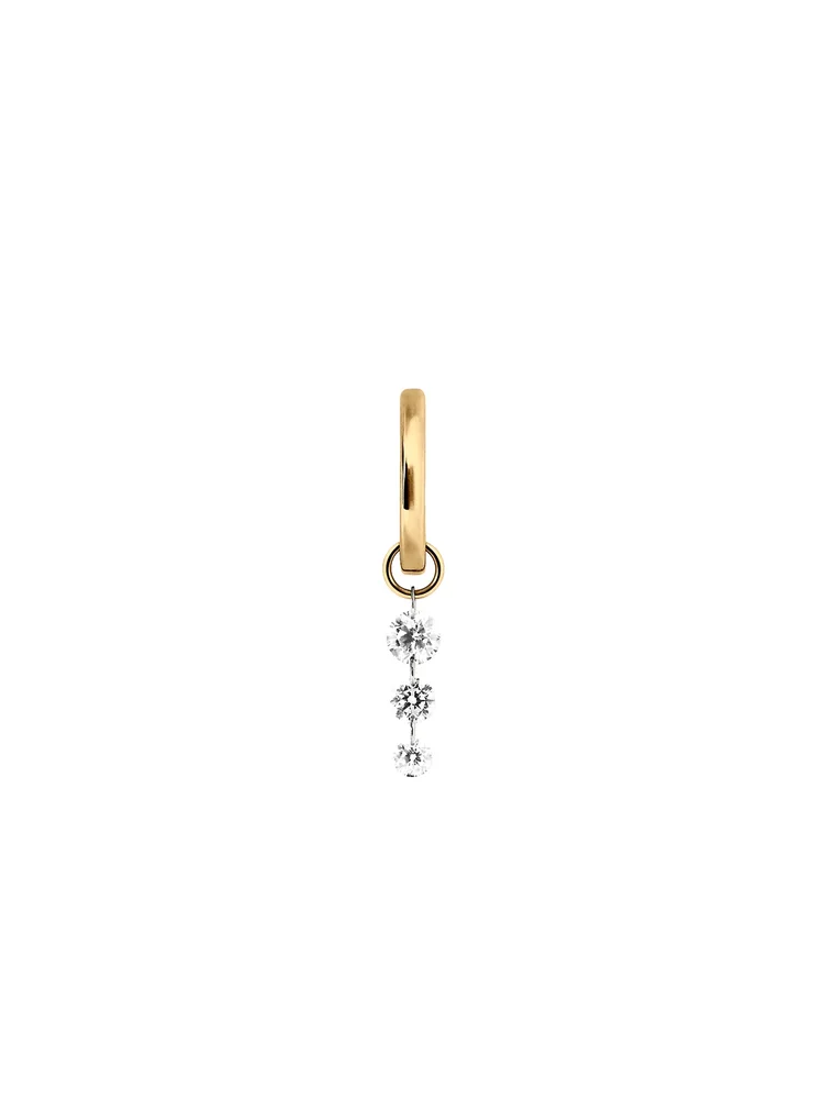 14K Graduated Floating Huggie Earring in Lab Diamond, 14K Yellow Gold
